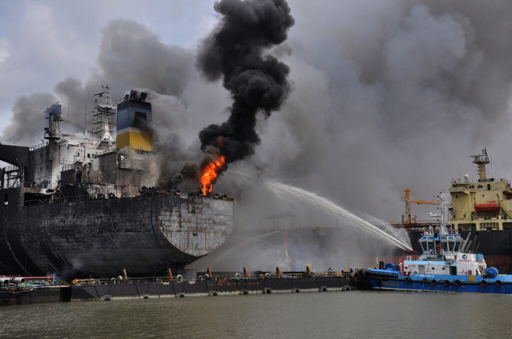 Fire and Explosion on Oil Tanker at Indonesian Shipyard Kills 10 and Injures 21
